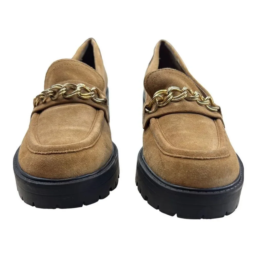 Womens Sam Edelman Flats & Loafers | Taelor Lug Sole Loafer Camel Suede 8M